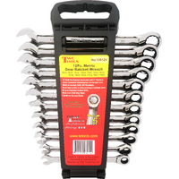 No.13012V - 12Pc. Metric V-Groove Gear Ratchet Wrench Set 8 - 19mm