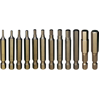 No.91113 - 13 Piece SAE In-Hex Power Bits 1/4" Hex Long