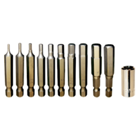 No.91114M - 11 Piece Metric In-Hex Power Bits (1/4" Hex Long)