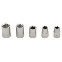 No.93205 - 5 Piece 3/8" Drive SAE Square Sockets (8 Point)