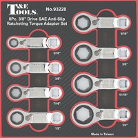 No.93228 - 8Pc. 3/8"Dr. SAE Ratcheting Anti-Slip Torque Adaptor Set 5/16"-3/4"
