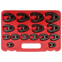 No.93916 - 16 Piece SAE 3/8" & 1/2" Drive Flare Nut Crowsfoot Wrench Set