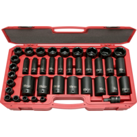 No.97421A - 39 Piece 1/2" Drive 6 Point SAE Impact Socket Set