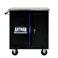 No.AM2200UB - ARTMAN 2 Door Lockable Storage Stainless Steel Top Roller Cabinet - Blue/Black