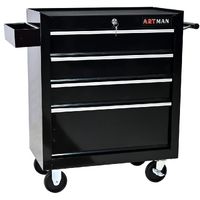 No.AM2204BK - 24" 4 Drawer Roller Cabinet  - Black