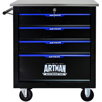 No.AM2204SUB - 24" 4 Drawer Stainless Steel Top Roller Cabinet  - Blue/Black