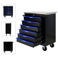 No.AM2206SUB - ARTMAN 24" 6 Drawer Stainless Steel Top Roller Cabinet - Blue/Black