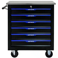 No.AM2206SUB - 24" 6 Drawer Stainless Steel Top Roller Cabinet  - Blue/Black