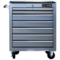 No.AM2207SV - 24" 7 Drawer Roller Cabinet  - Silver