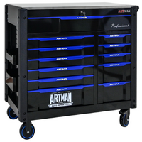 No.AM4512UB - 41" 12 Drawer Roller Cabinet with Stainless Steel Top - Blue/Black