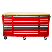 No.GF7221RD -  72" Godfather 21 Drawer Roller Cabinet - Red