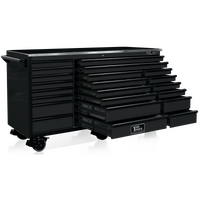 No.GF7622BK - 76" Godfather 22 Drawer Roller Cabinet - Black