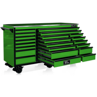No.GF7622GR - 76" Godfather 22 Drawer Roller Cabinet - Green