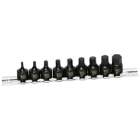 No.S79209 - 9Pc. 1/4"Dr. Stubby In-Hex SAE Impact Sockets 3/32"- 3/8"