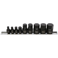 No.S79309 - 9Pc. 1/4" & 3/8"Dr. SAE In-Hex Stubby Impact Sockets 1/4" - 3/4"
