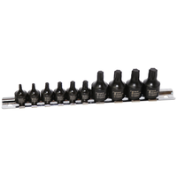 No.S93910 - 10Pc. 1/4" & 3/8"Dr. Stubby Torx-r Impact Sockets T10 - T50