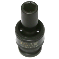 No.U7414 - 7/16" x 1/2" Drive 6 Point Impact Universal Socket (SAE)